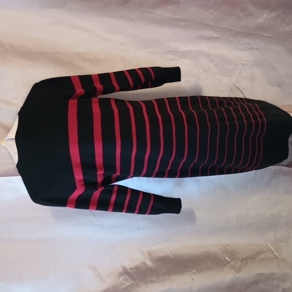 N10. Calvin Klein Black & Red Horizontal Striped Bodycon button sweater dress XL - Picture 6 of 6